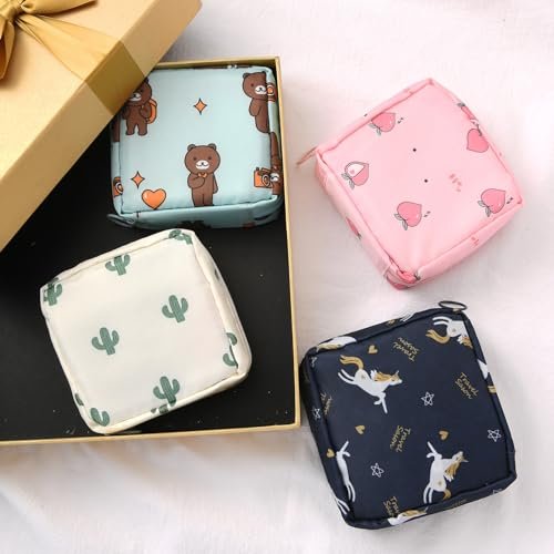 4-Pack Cute Period Bags for Travel & Organization