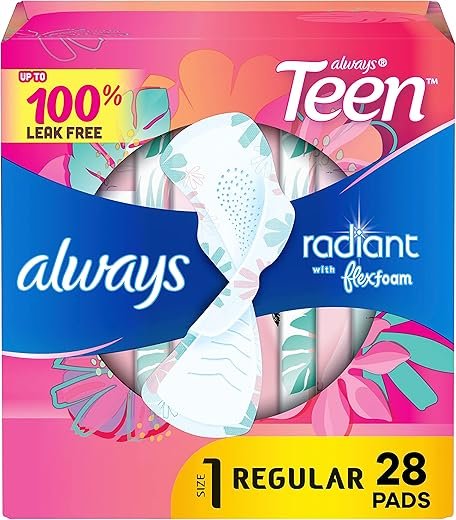 Always Radiant Teen Pads: 100% Leak Protection & Comfort
