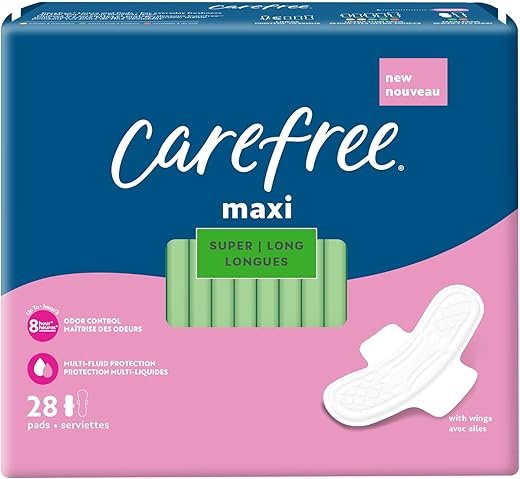 Carefree Super Long Maxi Pads with Wings - 28ct