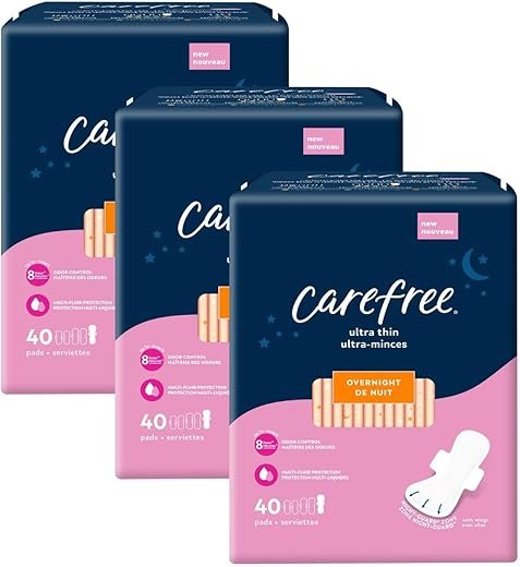 Carefree Ultra Thin Overnight Pads with Wings - 120ct