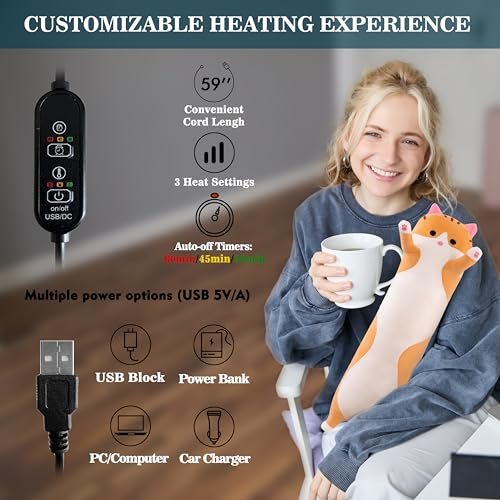 Cute USB Heating Pad for Period Pain Relief - Brown Cat
