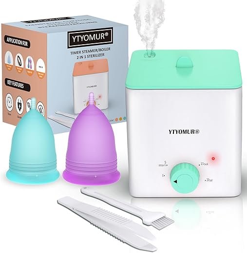 Menstrual Cup Steamer & 2 Reusable Cups Kit