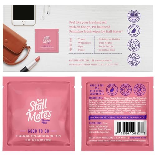 Stall Mates Feminine Fresh Wipes - Flushable & Travel-Ready