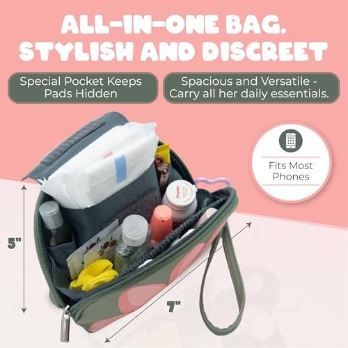 Stylish First Period Kit for Girls 9-12 - Green