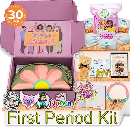 Stylish First Period Kit for Girls 9-12 - Green