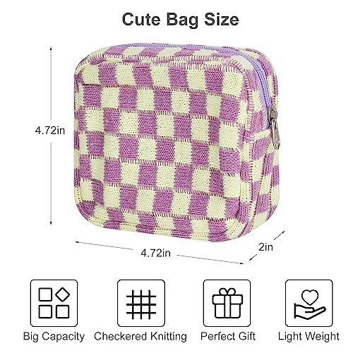 Trendy Checkered Sanitary Napkin Storage Bag for Women