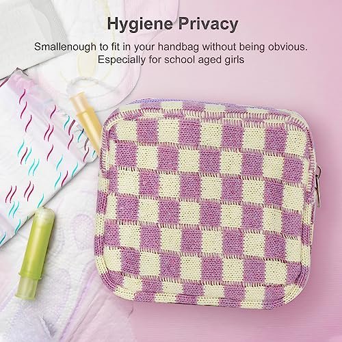 Trendy Checkered Sanitary Napkin Storage Bag for Women