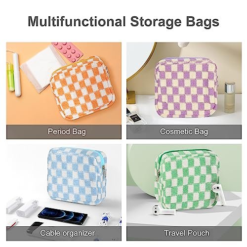 Trendy Checkered Sanitary Napkin Storage Bag for Women