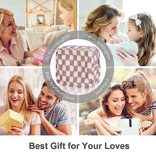 Trendy Checkered Sanitary Napkin Storage Bag for Women
