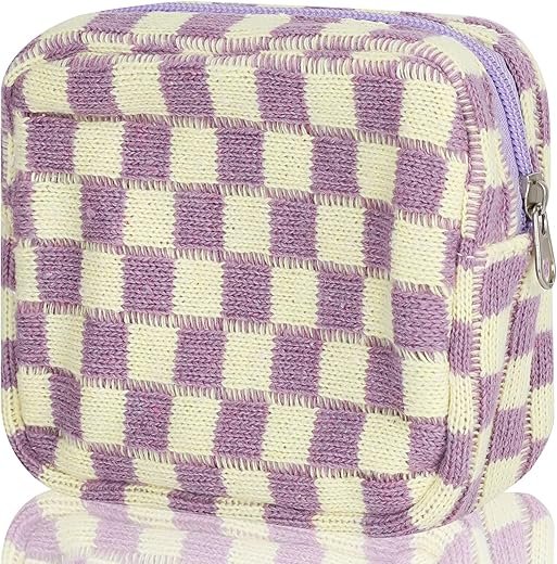 Trendy Checkered Sanitary Napkin Storage Bag for Women